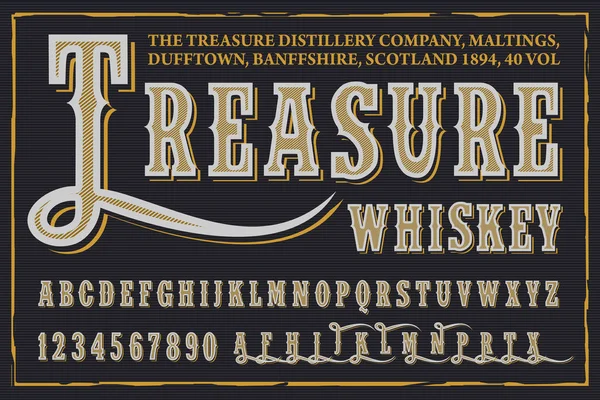 Treasure Whiskey typeface — Stock Vector