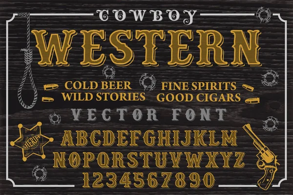 Teckensnitt. Cowboy western — Stock vektor