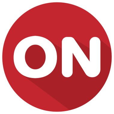 Yuvarlak beyaz harflerle 