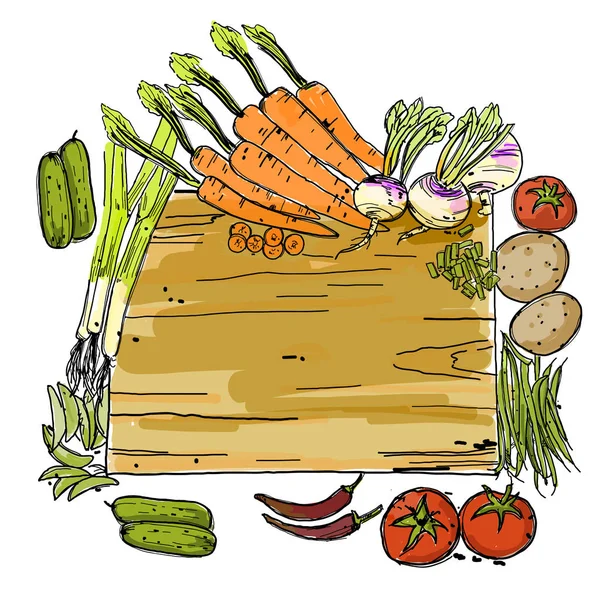Handritade grönsaker — Stock vektor