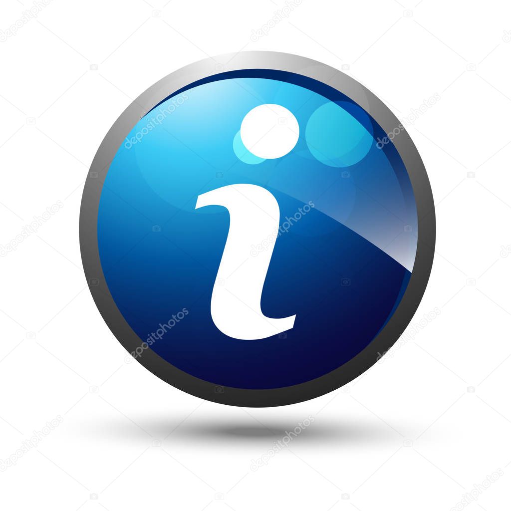 Blue web icon or button. Vector illustration of information logo
