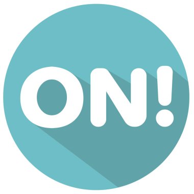 Yuvarlak beyaz harflerle 