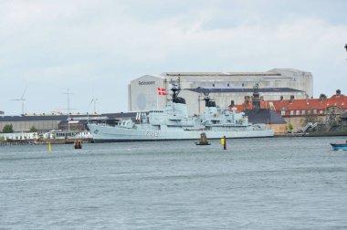 Kopenhag, Danimarka - 31 Mayıs 2017: Hdms Peder Skram F352 Peder Skram-sınıfı Fırkateyn Royal Danimarka 1990 kadar kullanımda olan Deniz Kuvvetleri'nde yapıldı. Şimdi, Kopenhag, Danimarka Holmen dayandığı 