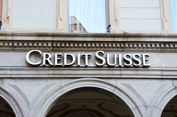 Лугано Швейцарія Листопада 2017 Credit Suisse Group Швейцарський Багатонаціональних Фінансових — стокове фото