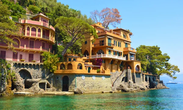Красиві Розкішні Будинки Видом Затоку Портофіно Італія — стокове фото