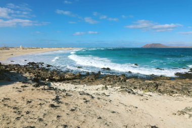 Playa Bajo Zenci Plajı Corralejo, Fuerteventura, İspanya