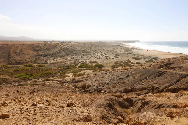 Arid rocky region near El Cotillo beach panoramic view on Fuerteventura Island — 스톡 사진