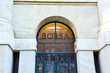 MILAN, ITALY - SEPTEMBER 22, 2017: Borsa (Stock Exchange) in Piazza Affari square, Milan clipart