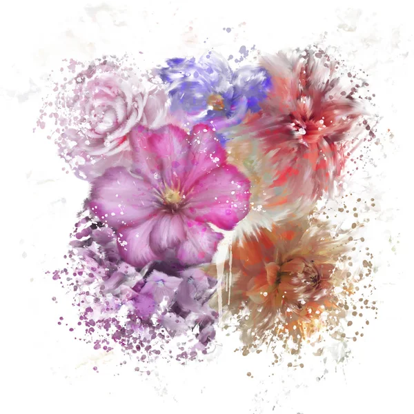 Colorful Flowers Watercolor — Stock Photo, Image