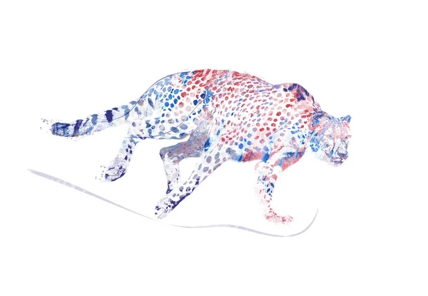Lopende cheetah aquarel — Stockfoto