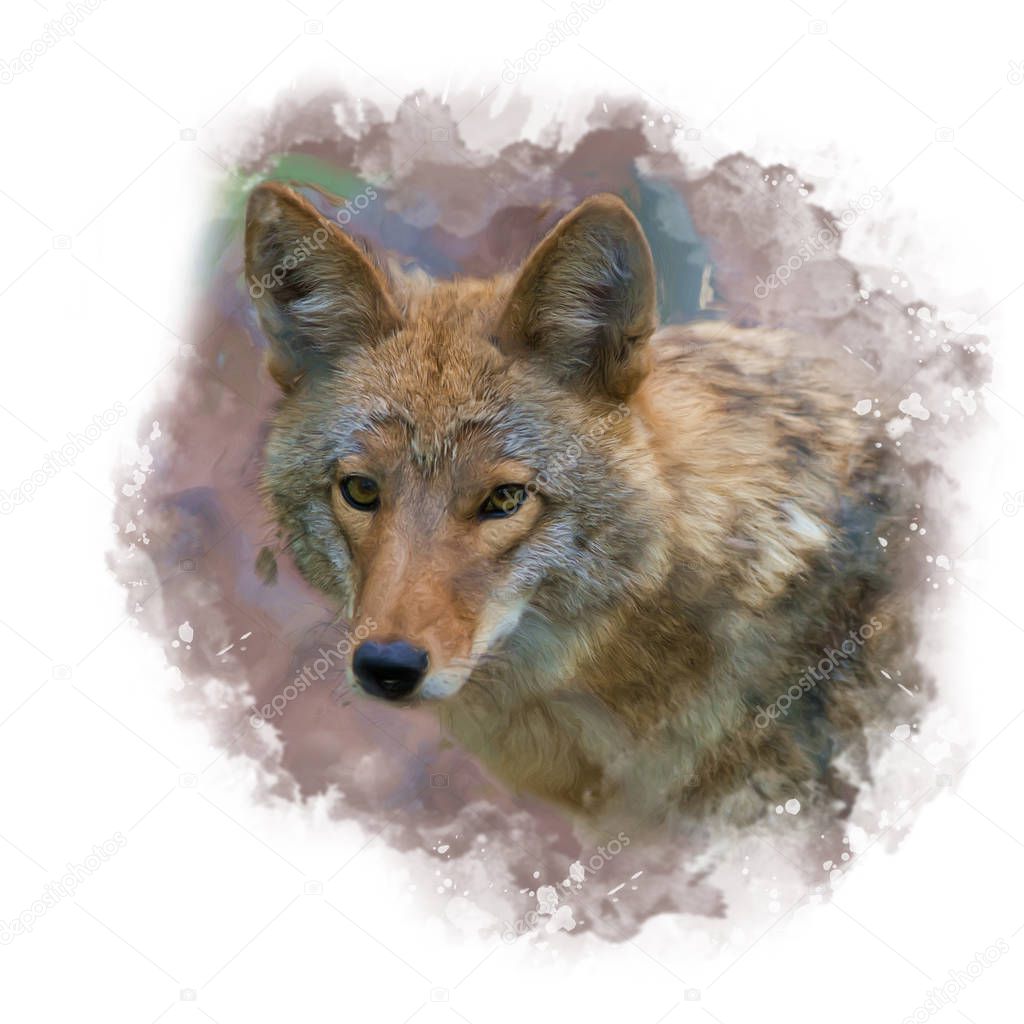 Coyote Portrait ,digital painting