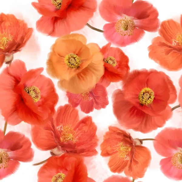Seamless mönster av akvarell vallmo blommor — Stockfoto
