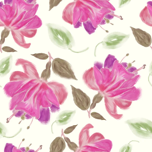 Seamless   pattern of watercolor Fuchsia Flowers — Stock Photo, Image