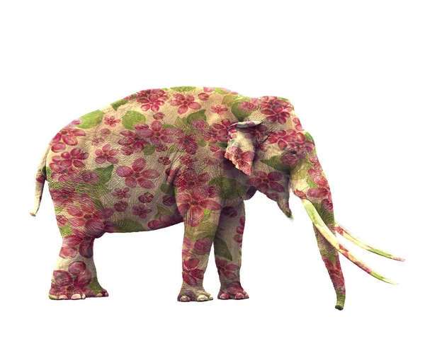 Elefante con flores —  Fotos de Stock