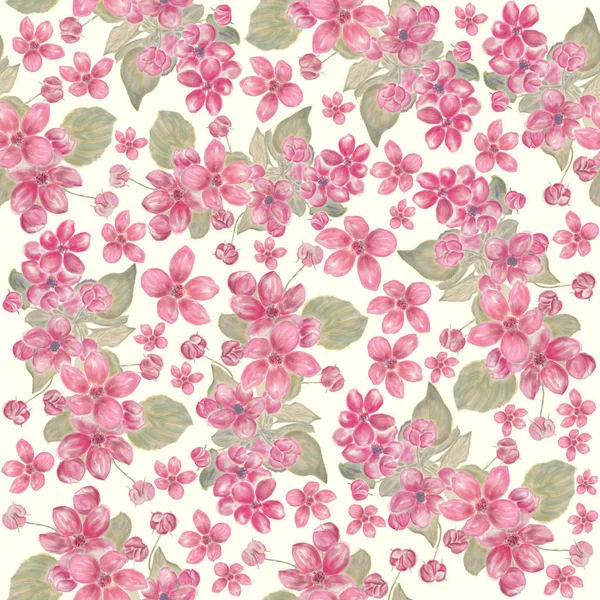Бесшовный узор из розовых цветов — стоковое фото