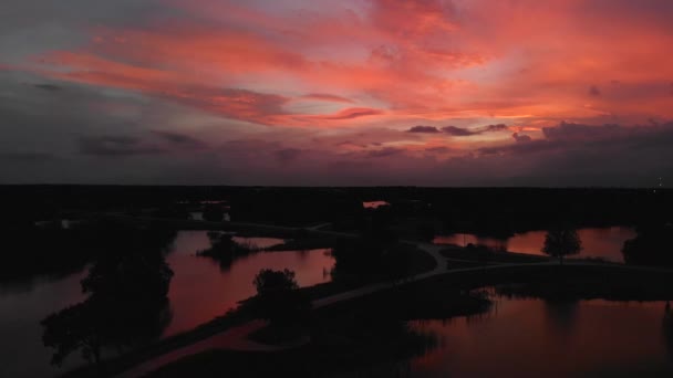 Aerial View Florida Wetlands Sunset — Stock Video