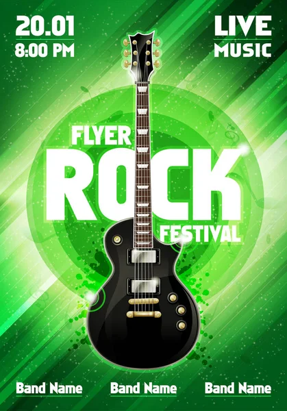 Vektor Rock Festival Flyer Design Vorlage mit Gitarre — Stockvektor