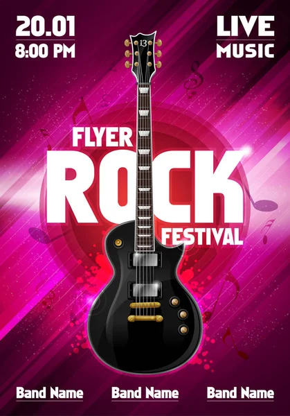 vektör rock Festivali afiş tasarım şablonu gitar ile