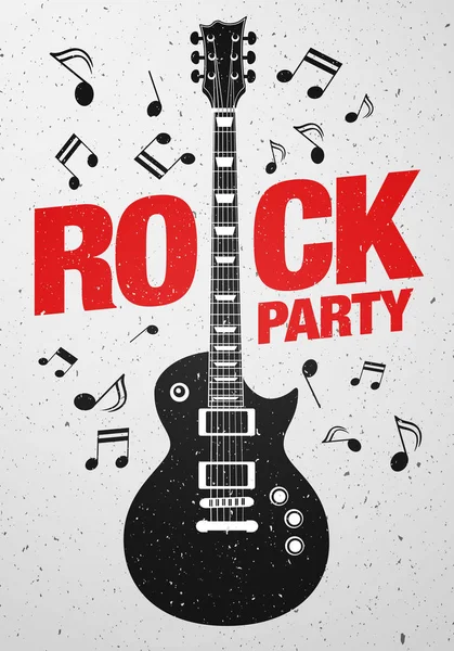Векторный дизайн листовки рок-вечеринки с гитарой — стоковый вектор