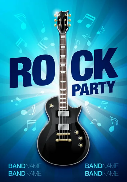 Vector rock partij flyer ontwerpsjabloon met gitaar — Stockvector