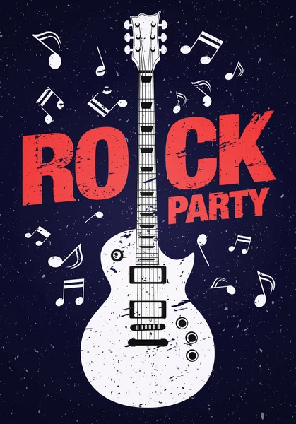 Διάνυσμα ροκ κόμμα flyer πρότυπο σχεδίασης με κιθάρα — Διανυσματικό Αρχείο