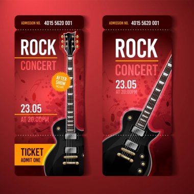 vektör rock festival bilet tasarım şablonu gitar ile