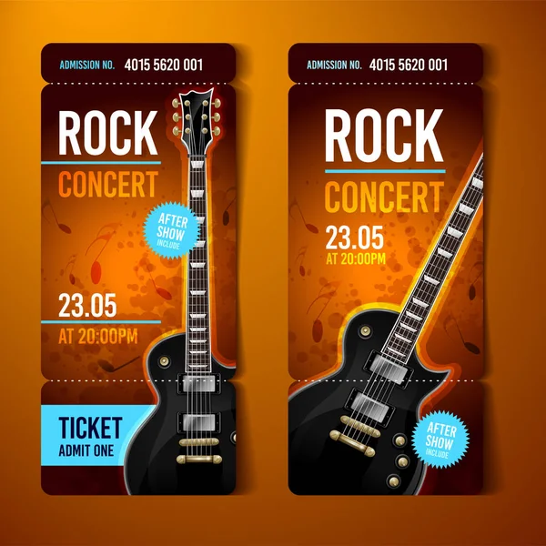 vektör rock festival bilet tasarım şablonu gitar ile