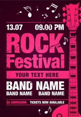 vektör rock Festivali afiş tasarım şablonu parti için