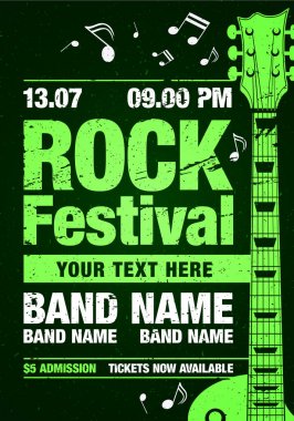 vektör rock Festivali afiş tasarım şablonu parti için