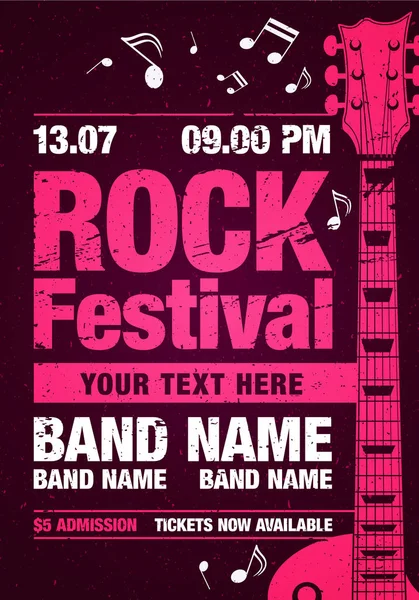 Templat desain vektor festival rock flyer untuk pesta - Stok Vektor