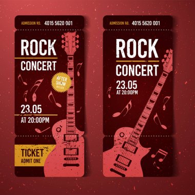 vektör rock festival bilet tasarım şablonu gitar ile