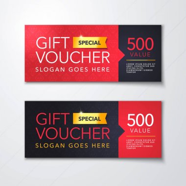 Vektör çizim, hediye çeki şablon temiz ve modern sigorta primi desenli