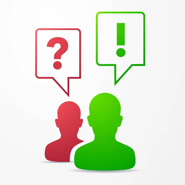 2 pessoas fala bolhas pergunta e resposta vermelho / verde —  Vetores de Stock