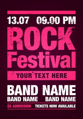 vektör rock Festivali afiş tasarım şablonu parti için