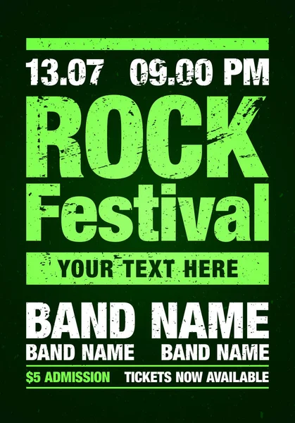 Vektör rock Festivali afiş tasarım şablonu parti için — Stok Vektör