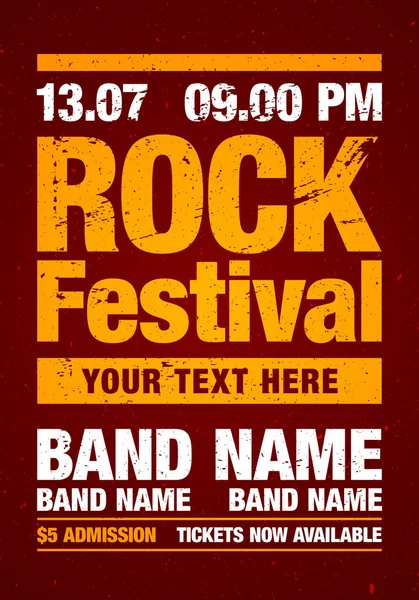 Templat desain vektor festival rock flyer untuk pesta - Stok Vektor