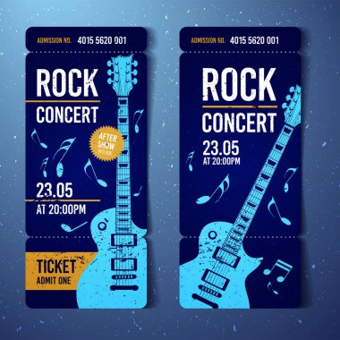vektör rock festival bilet tasarım şablonu gitar ile