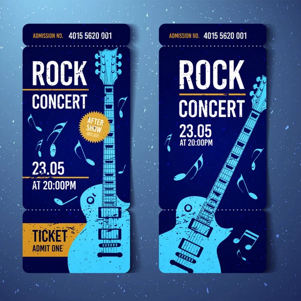 Modèle de billet de festival de rock vectoriel avec guitare — Image vectorielle