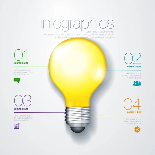 Moderno schema infografico vettoriale con lampadina — Vettoriale Stock