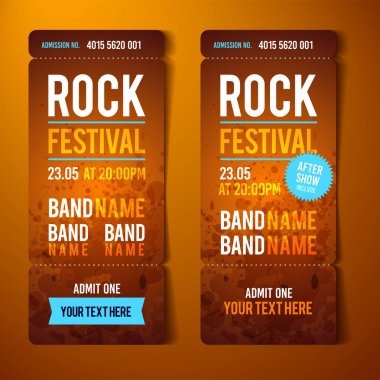 vektör çizim turuncu rock festival bilet tasarım şablonu serin grunge efektler ve metin için yer