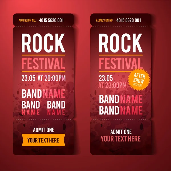 Šablona Návrhu Vektorové Ilustrace Červené Rock Festivalová Vstupenka Cool Grunge — Stockový vektor
