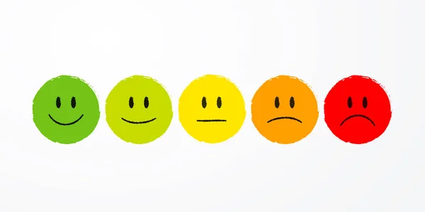 Vektor Illustration User Experience Feedback Konzept Verschiedene Stimmung Smiley Emoticons — Stockvektor