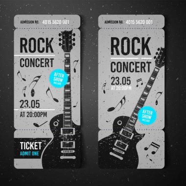 vektör çizim siyah rock konser bilet tasarım şablonu ile siyah gitar ve serin sıçrama sonuç içinde belgili tanımlık geçmiş