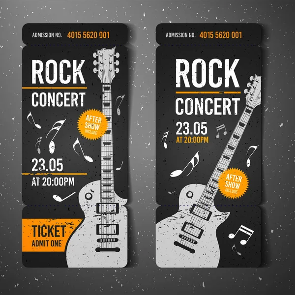 vektör çizim siyah rock konser bilet tasarım şablonu ile siyah gitar ve serin sıçrama sonuç içinde belgili tanımlık geçmiş