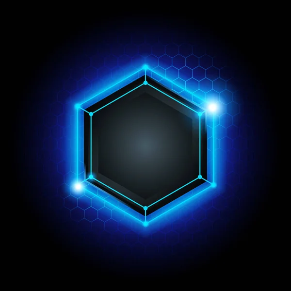 矢量插画蓝色抽象现代金属网络技术背景以聚六角型和蓝光 — 图库矢量图片