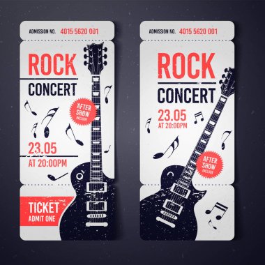 vektör çizim siyah rock konser bilet tasarım şablonu siyah gitar ve serin grunge efektler içinde belgili tanımlık geçmiş