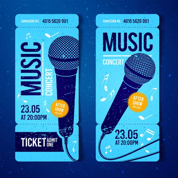 Szablon Projektu Bilet Wektor Ilustracja Muzyka Koncert Mikrofonem Efekty Fajne — Wektor stockowy