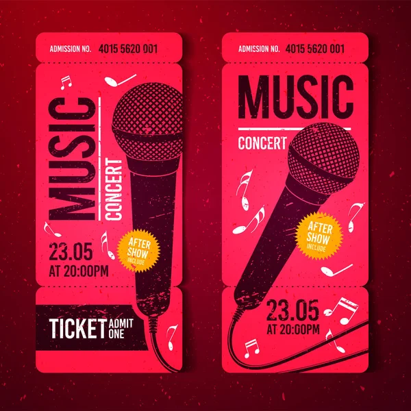 Plantilla Diseño Entradas Concierto Música Ilustración Vectorial Con Micrófono Efectos — Archivo Imágenes Vectoriales