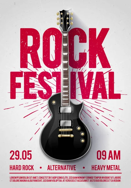 vektör çizim rock Festivali konser parti el ilanı veya posterdesign şablonu gitar, metin ve arka plan serin etkileri için yer ile