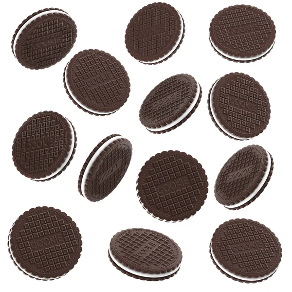 Choklad cookies isolerad på vit bakgrund Royaltyfria Stockbilder